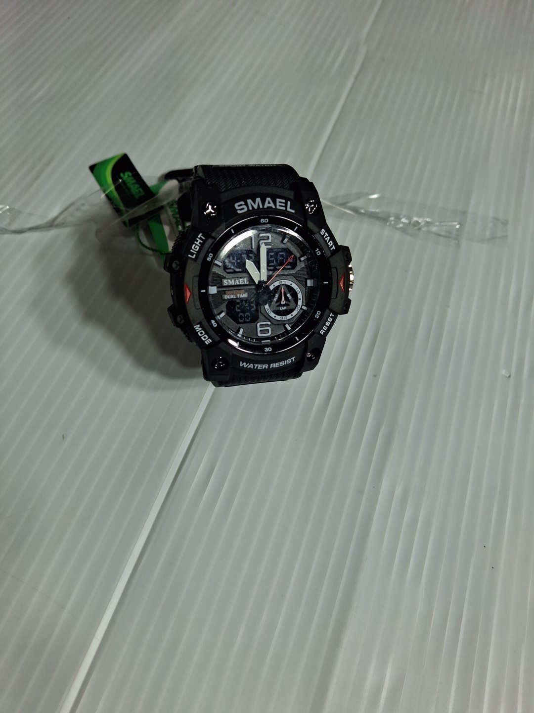 smael mens sport watch dual display lid waterproof 5bar black with box