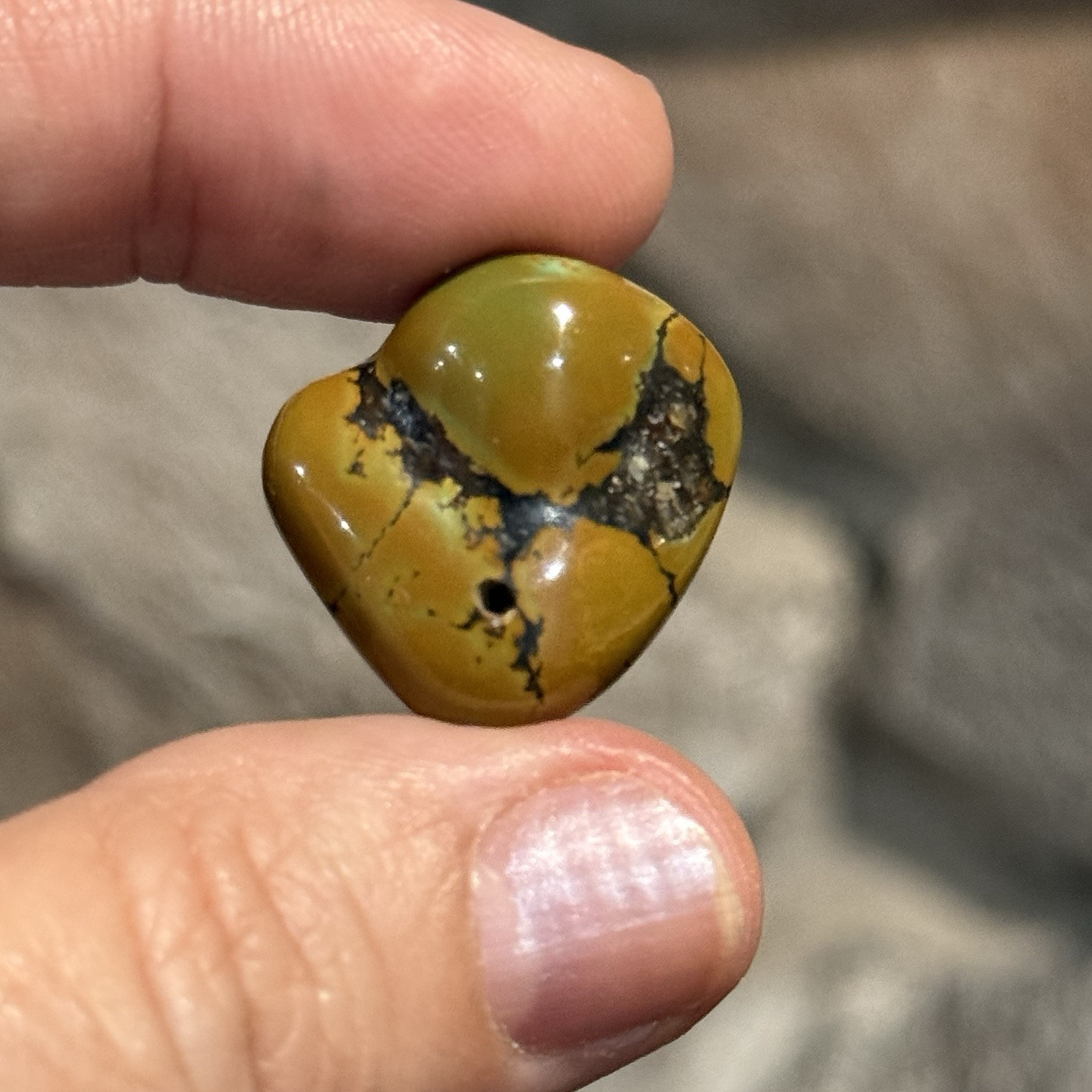 22ct 21.5x22x6.5mm Brown Hubei Turquoise Drilled Nugget Bead Pendant Old Stock