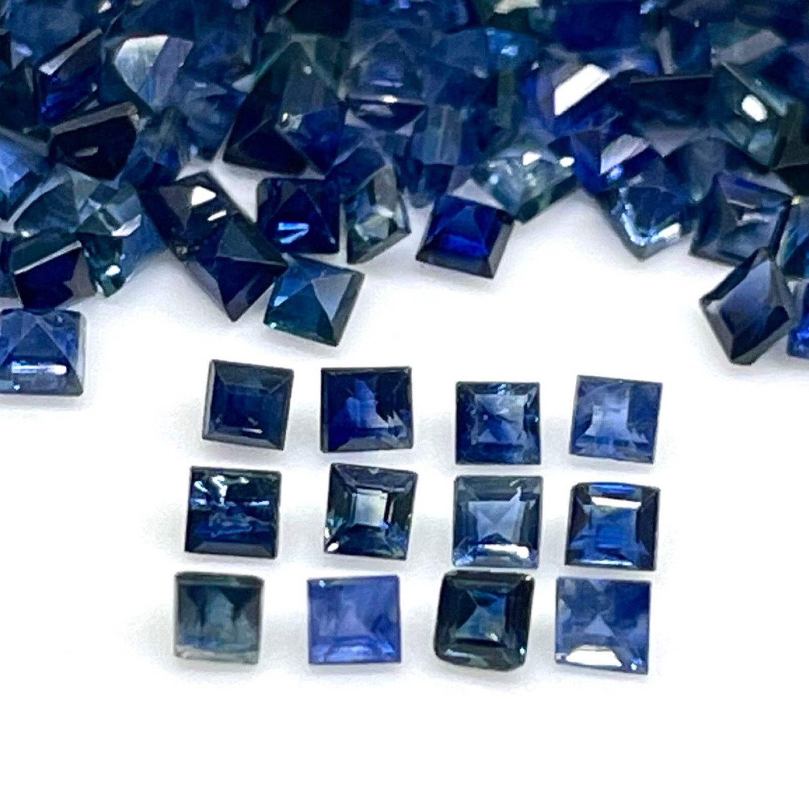 50 Pcs Natural Blue Sapphire 1.7mm Square Cut Loose Gemstones Lot Sri Lanka