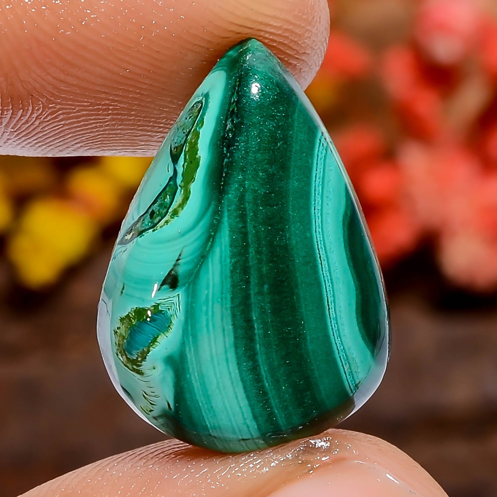 Genuine Natural Malachite Pear 19Ct 20X14X4mm Loose Gemstone Artisan Green
