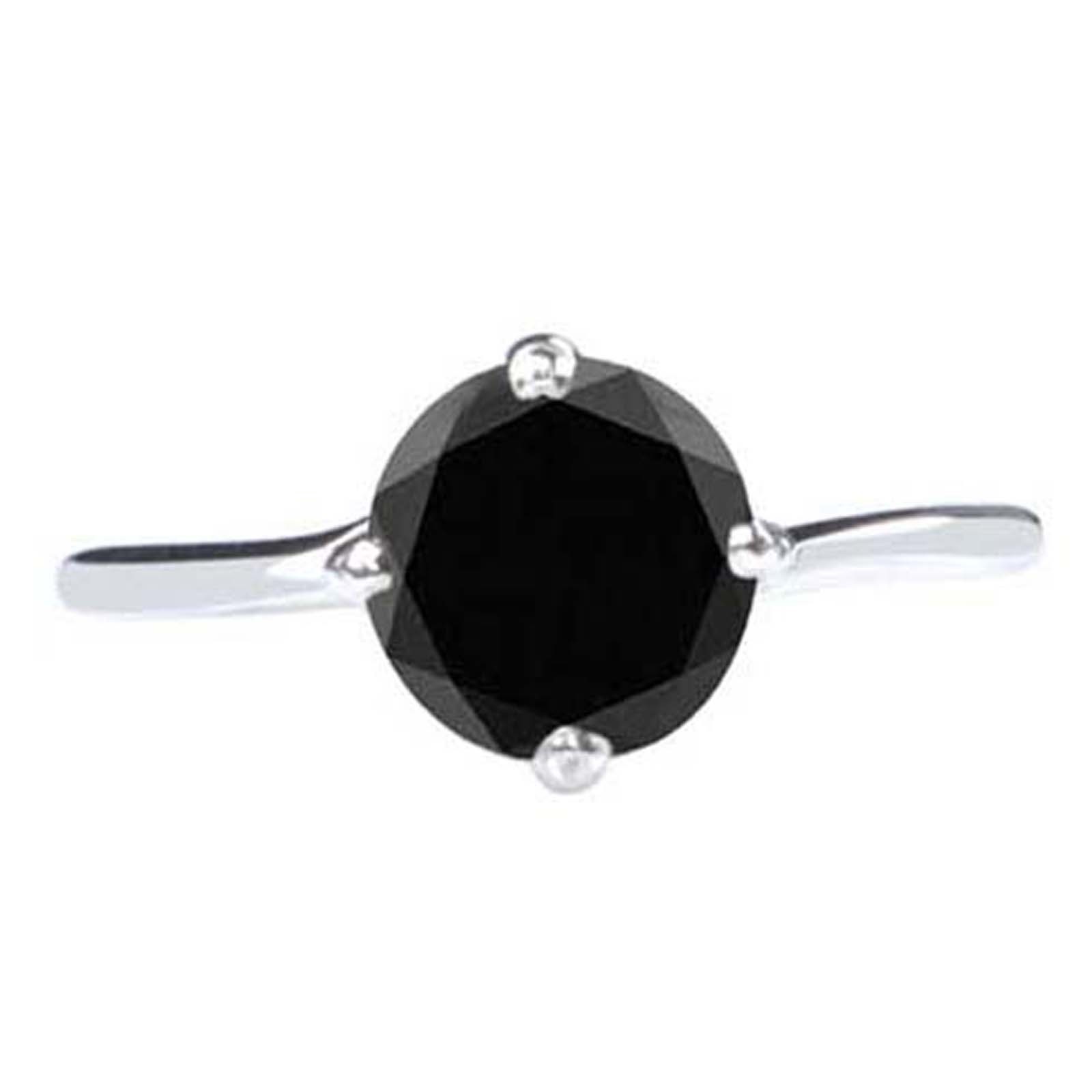 1.50Ct Natural Jet Black Certified Diamond Ring In 925 Silver – Tariffs Free
