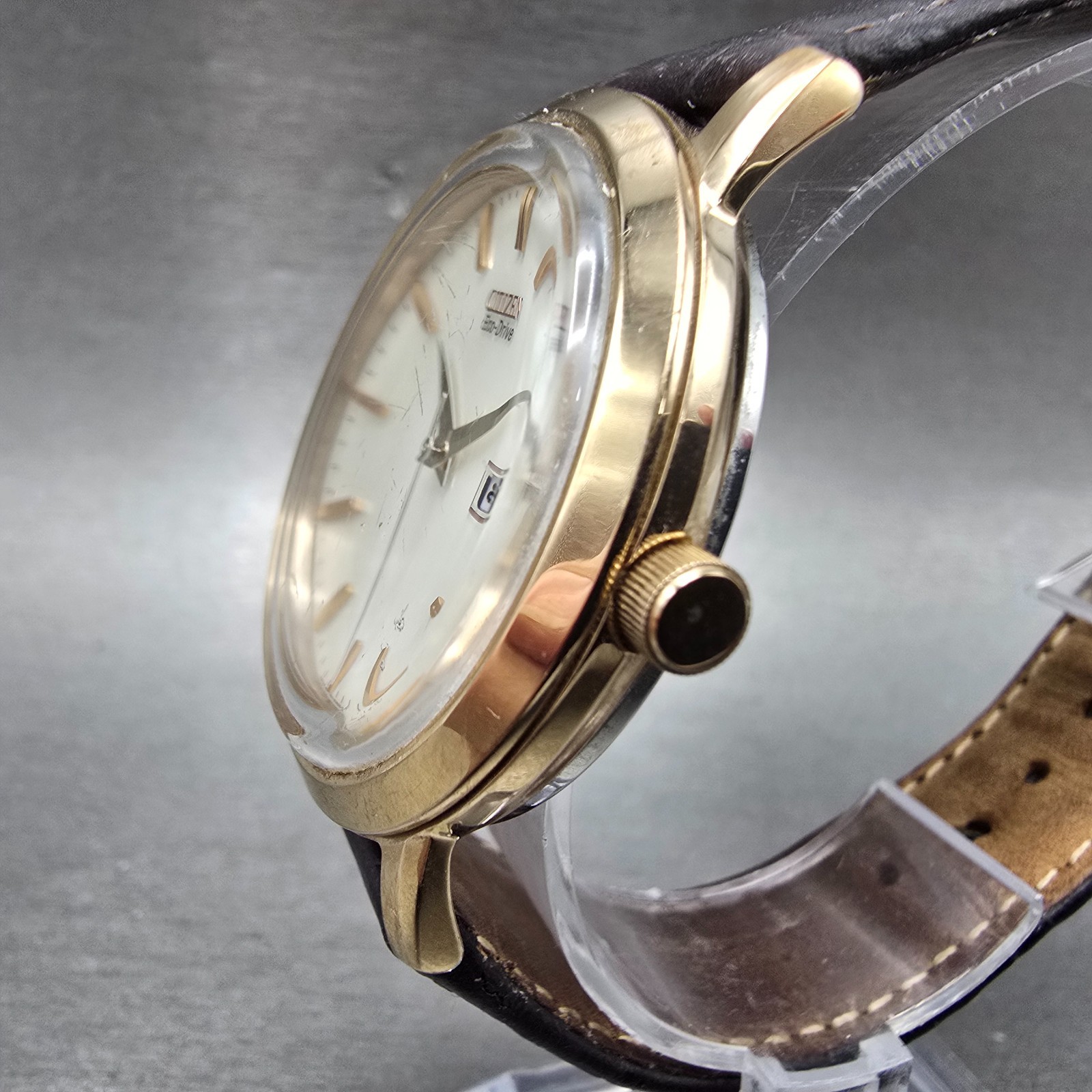 Citizen Eco-Drive Watch Men 40mm White Dial Rose Gold Tone Date E111-S079748 Run