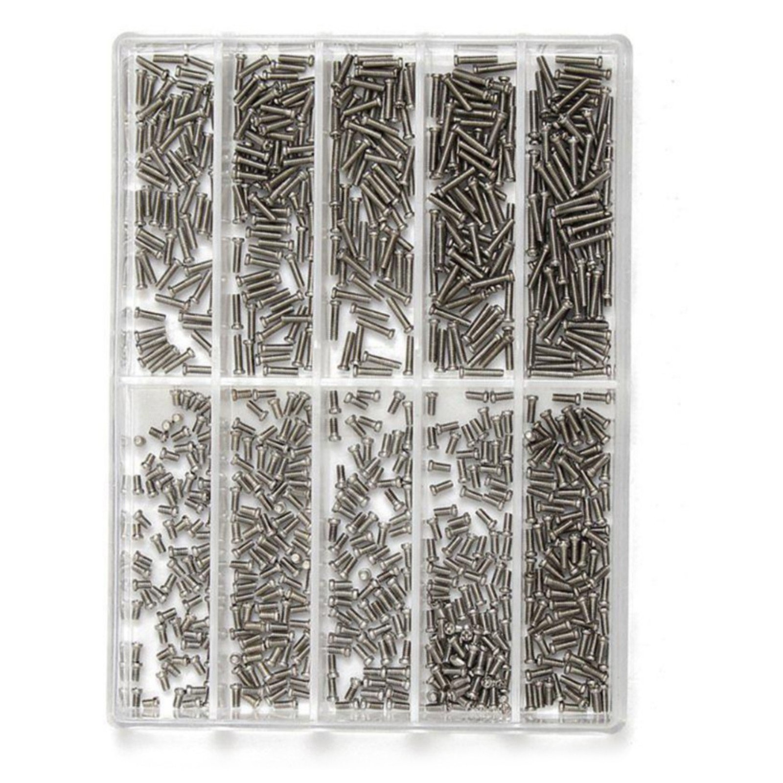 600pcs 1.2mm 1.6mm-6mm Assorted Stainless Steel Eyeglass Jewelry Watch Screw Box