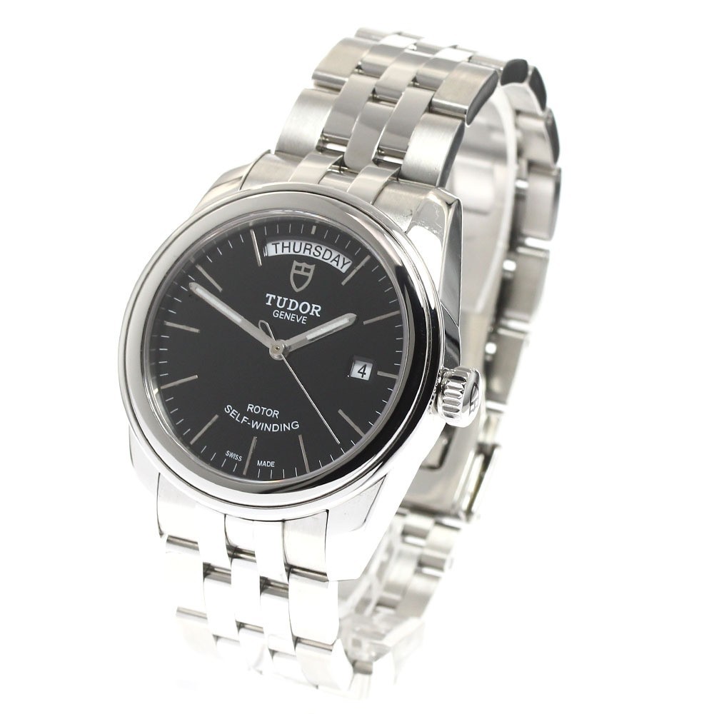 TUDOR Glamour 56000 Date day black Dial Automatic Men’s Watch Fast Shipping