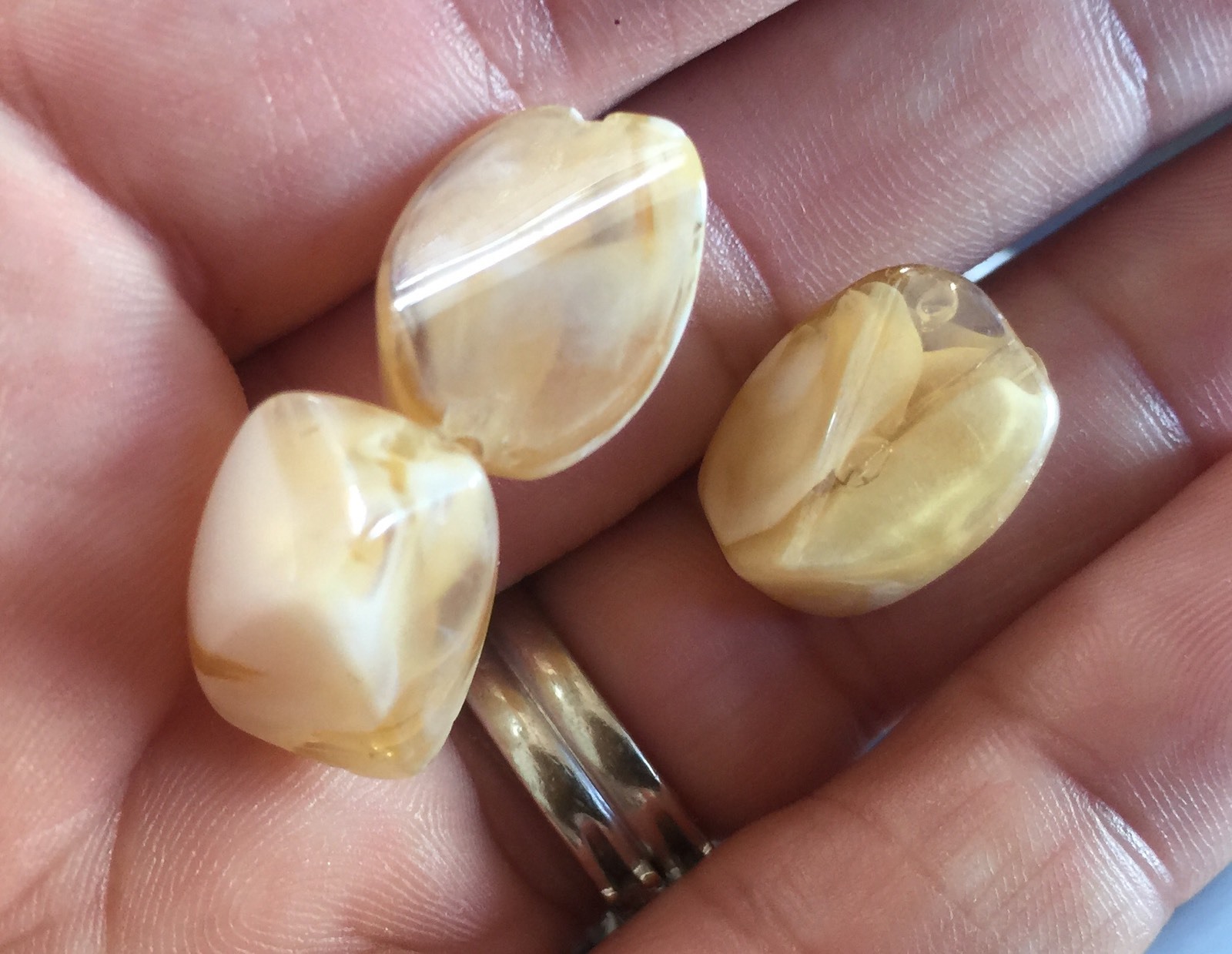 Vintage Japan Victorian Sand & White Swirl Givre Multi Side Glass Bead Lot
