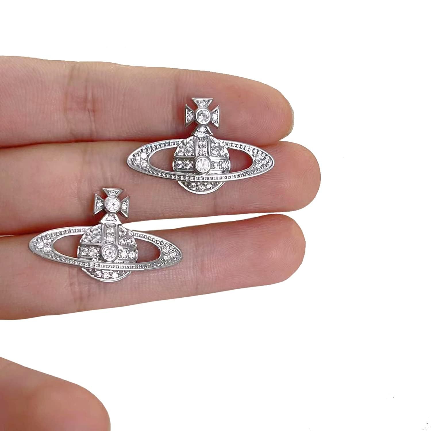 Saturn Earrings Saturn Planet Earrings Cubic Zirconia Saturn Planet Jewelry G…