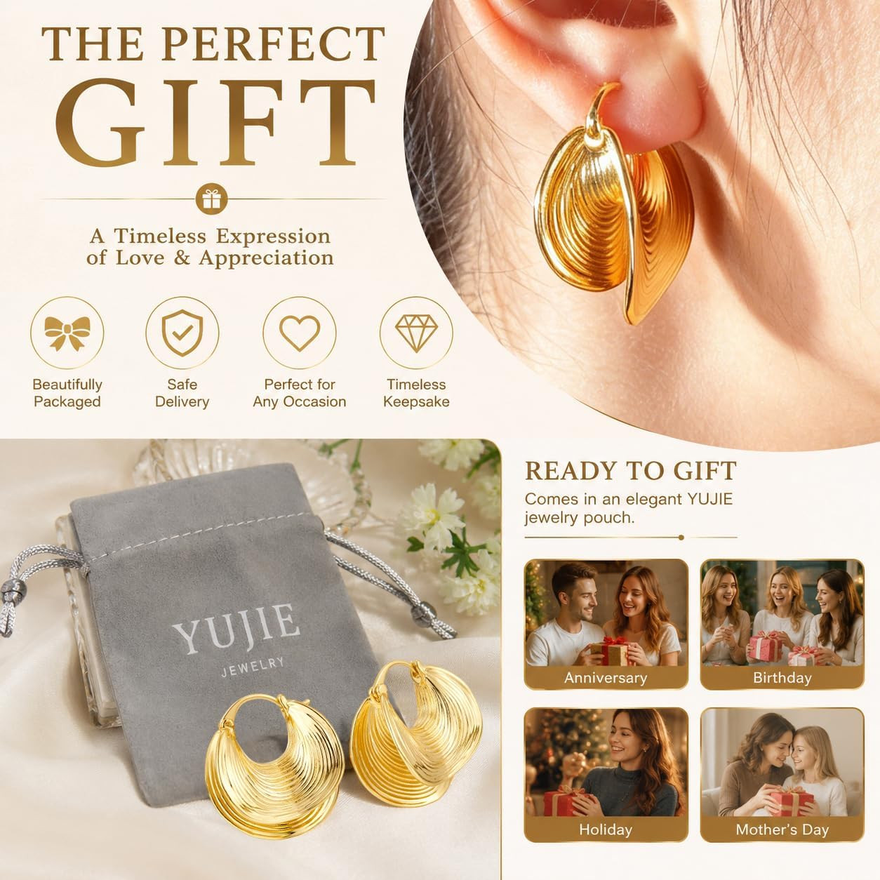 Chunky Gold Hoop Earrings for Women Gold Plated Statement Huggie Hoops Trendy Me