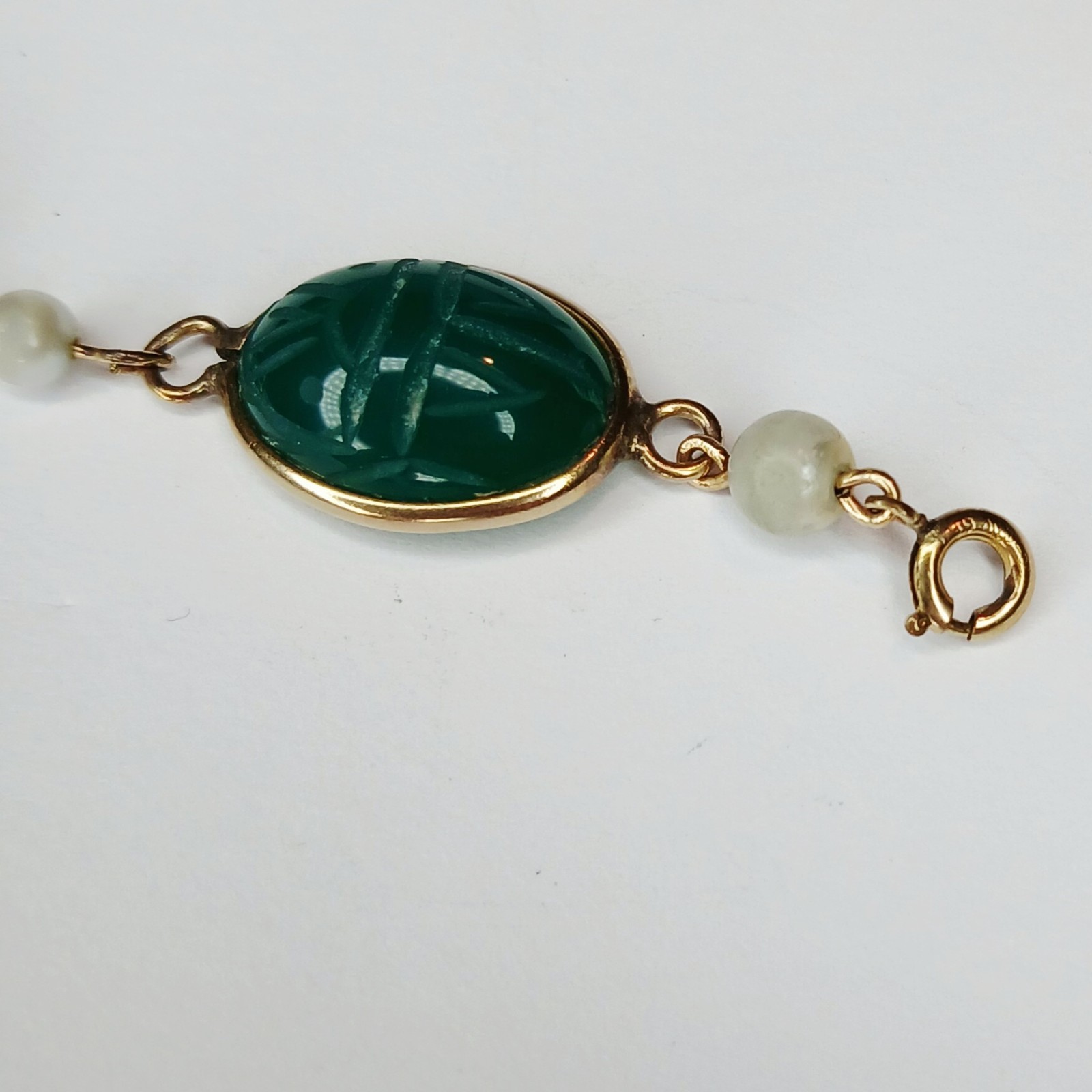 Vintage ~ Burt Cassell Egyptian Revival Gemstone Scarab Bracelet & Brooch Set 8″