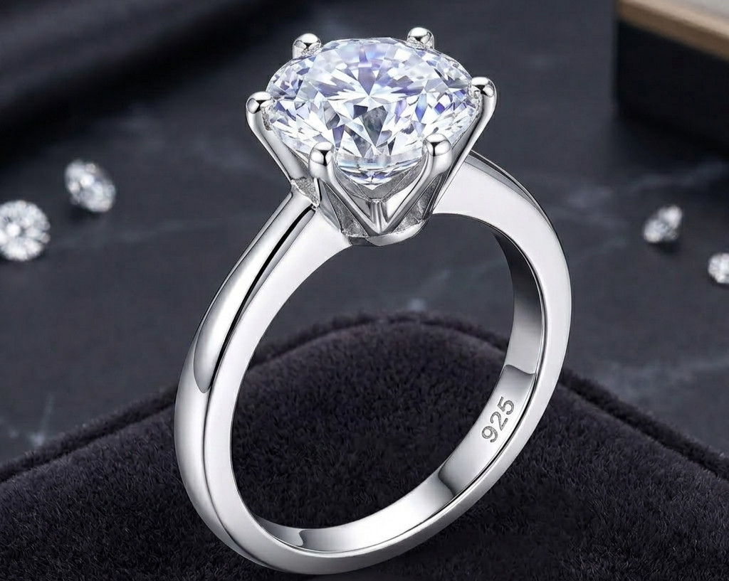 5.00 Ct Certified Round Cut White Natural Diamond Ring VVS1 White Gold Finish