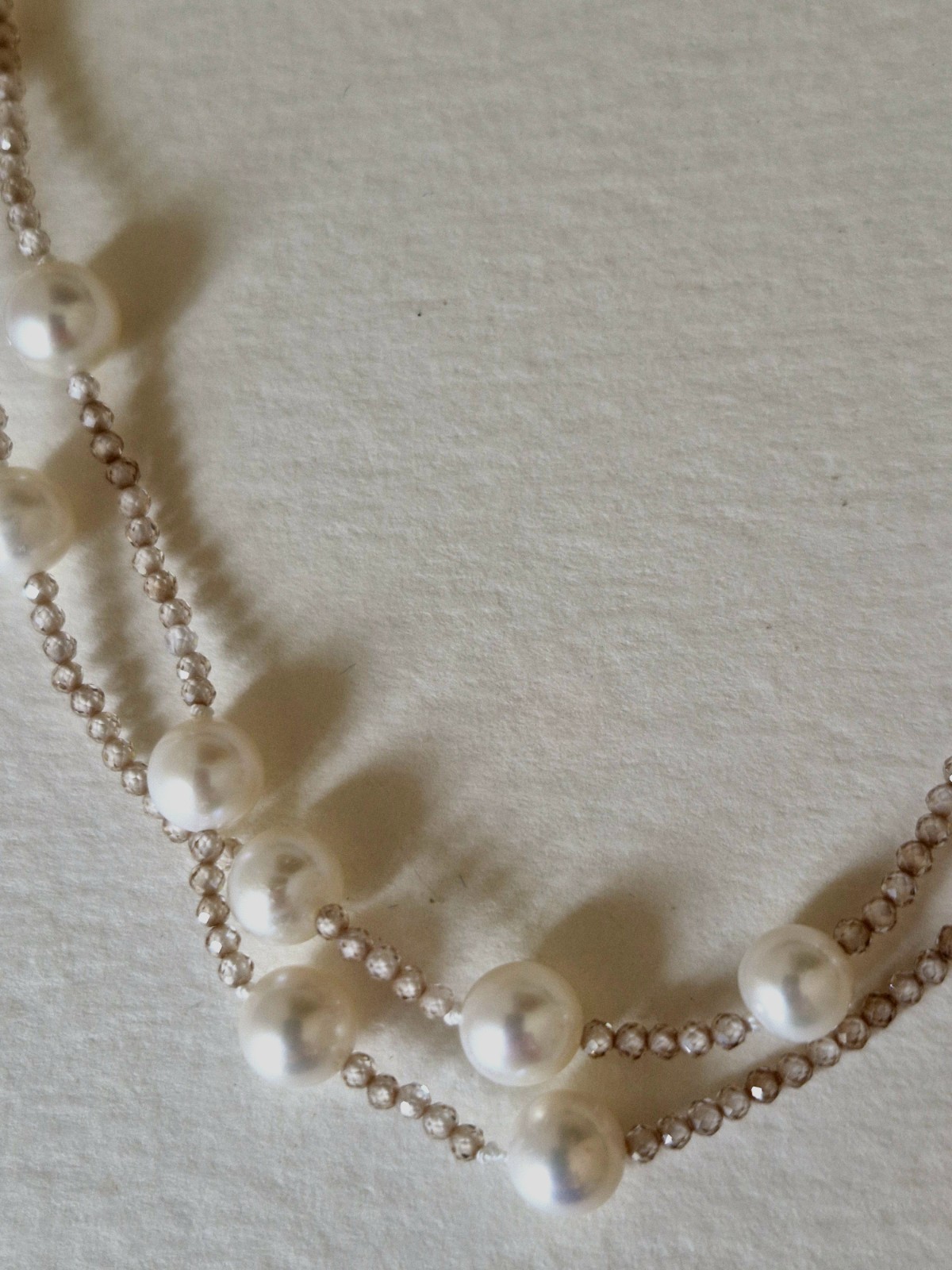 AAA Pearl Necklace 18CT GOLD Clasp with Beige Cubic Zirconia.