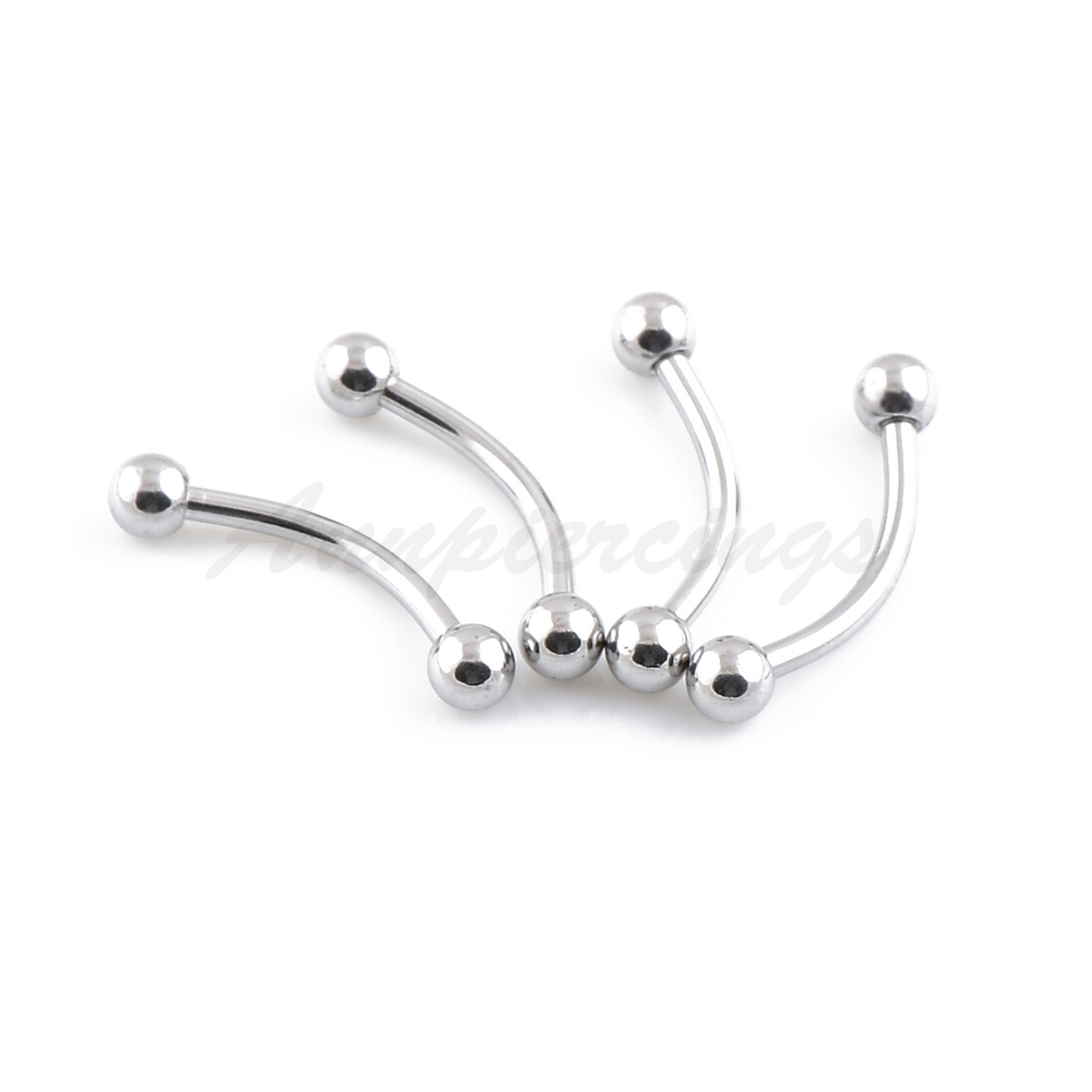STAINLESS Solid STEEL CURVES BENT BARBELL RING With Balls Body Piercing Jewelry