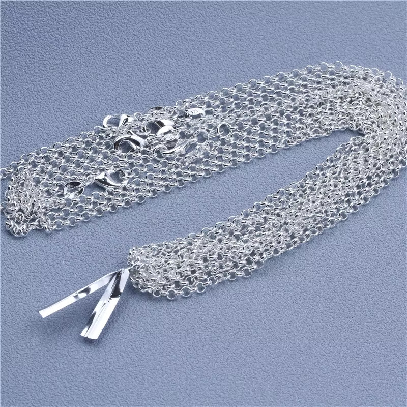 1pcs 925 Sterling Silver 16-30″ Rolo Bead Figaro Chain Necklace 9 Design Jewelry