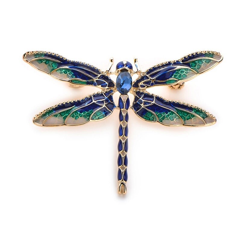 Green Purple Enamel Dragonfly Insects Brooches Alloy Metal Banquet Weddings Pin