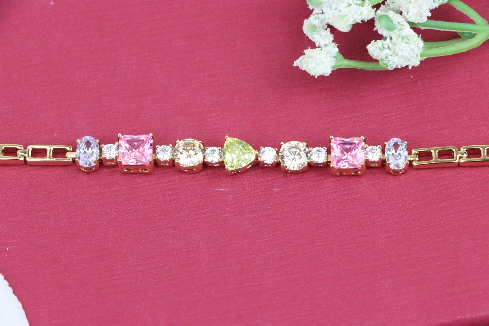 Elegant Multicolor Rose Gold Bracelet with Designer Gem Accents, XPBL0731
