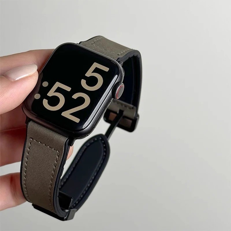 Leather Strap for Apple Watch Ultra 10 9 8 7 SE Band 49mm 45mm 41mm Men Women