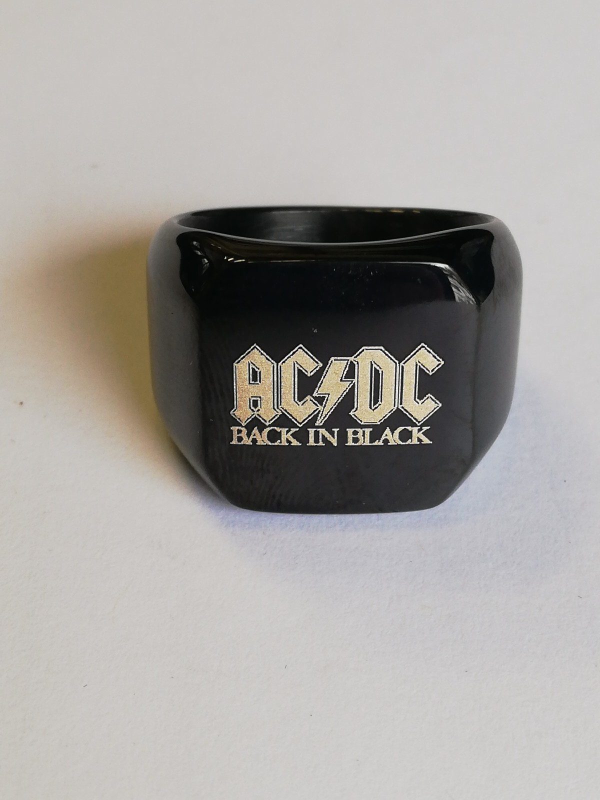 Titanium Men’s Black 316L Stainless Steel AC/DC Biker Ring New.