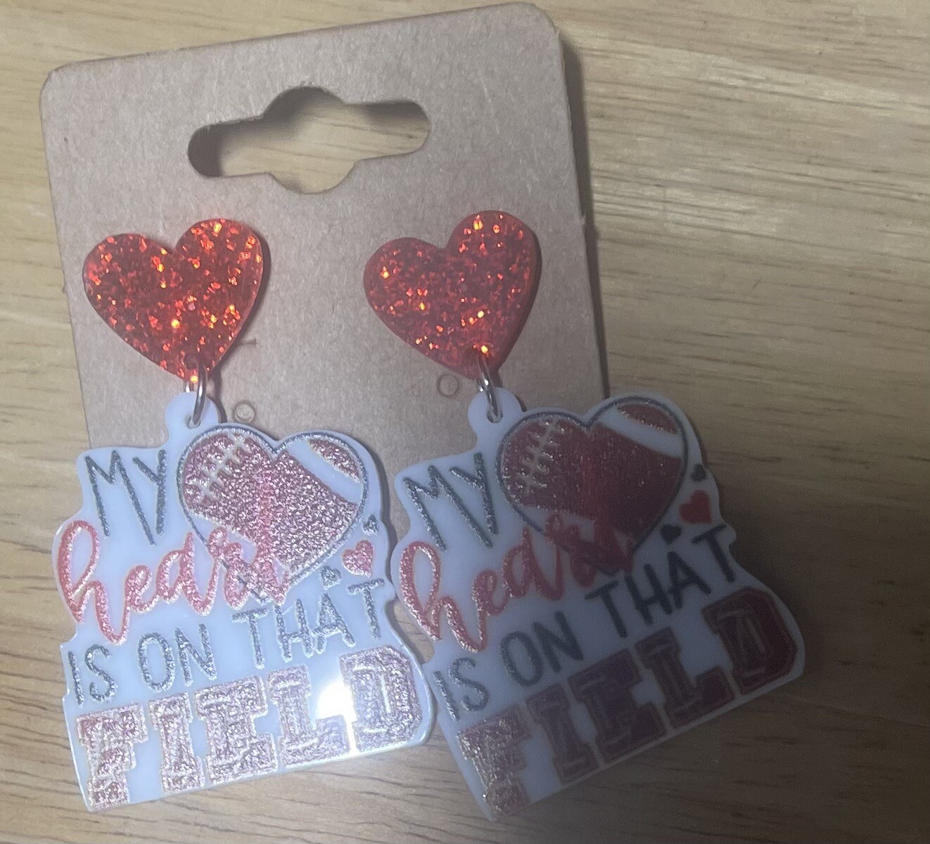 MY HEART IS ON THAT FIELD FOOTBALL ACRYLIC FOOTBALL EARRINGS C1109