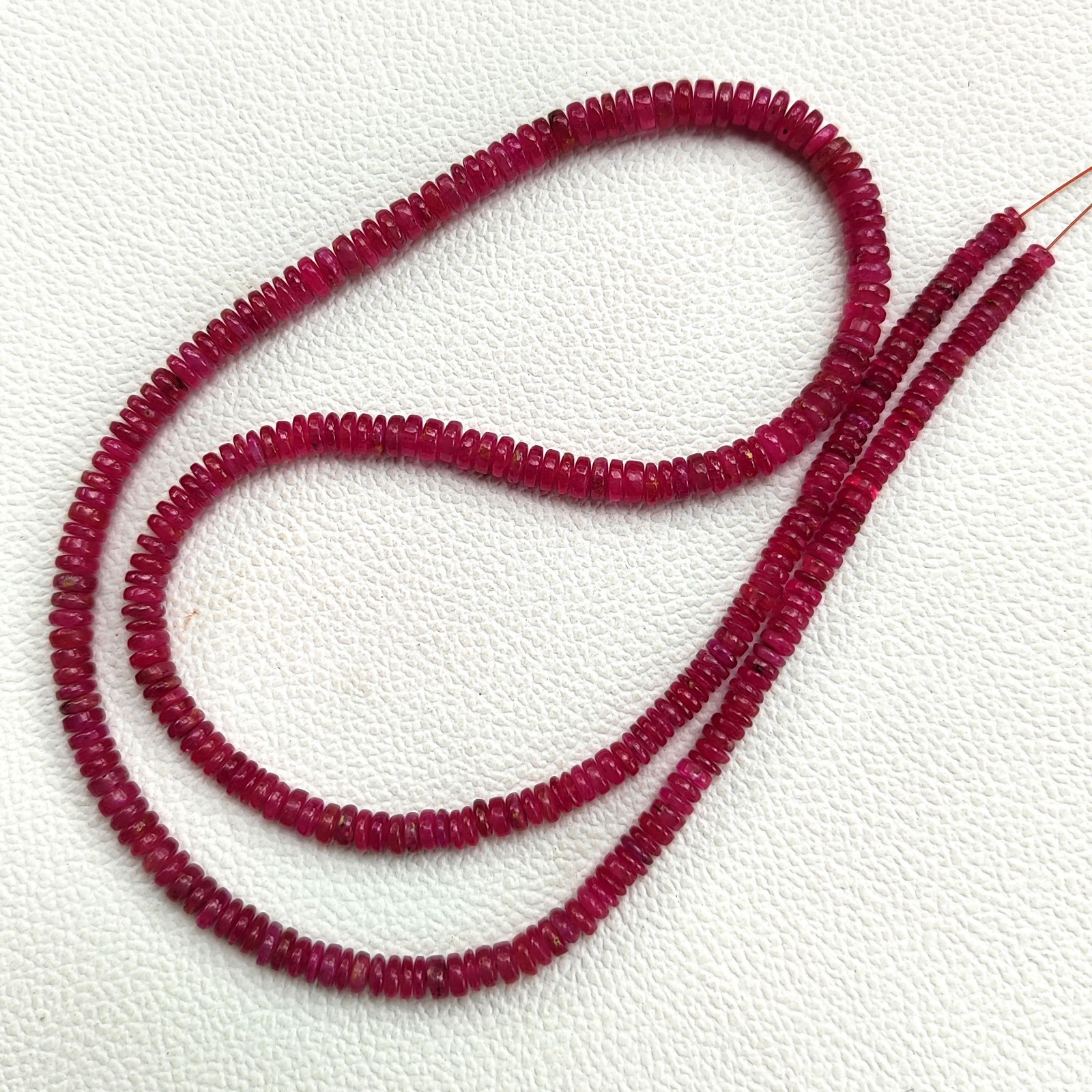 Natural Myanmar Ruby 3.5-5mm Heishi Smooth Beads Strand 23″ Genuine Burma Gems