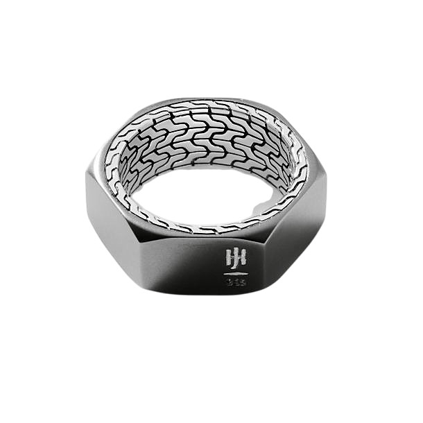 JOHN HARDY CLASSIC CHAIN STERLING SILVER INDUSTRIAL 9.5 mm BAND RING SZ 10 NEW