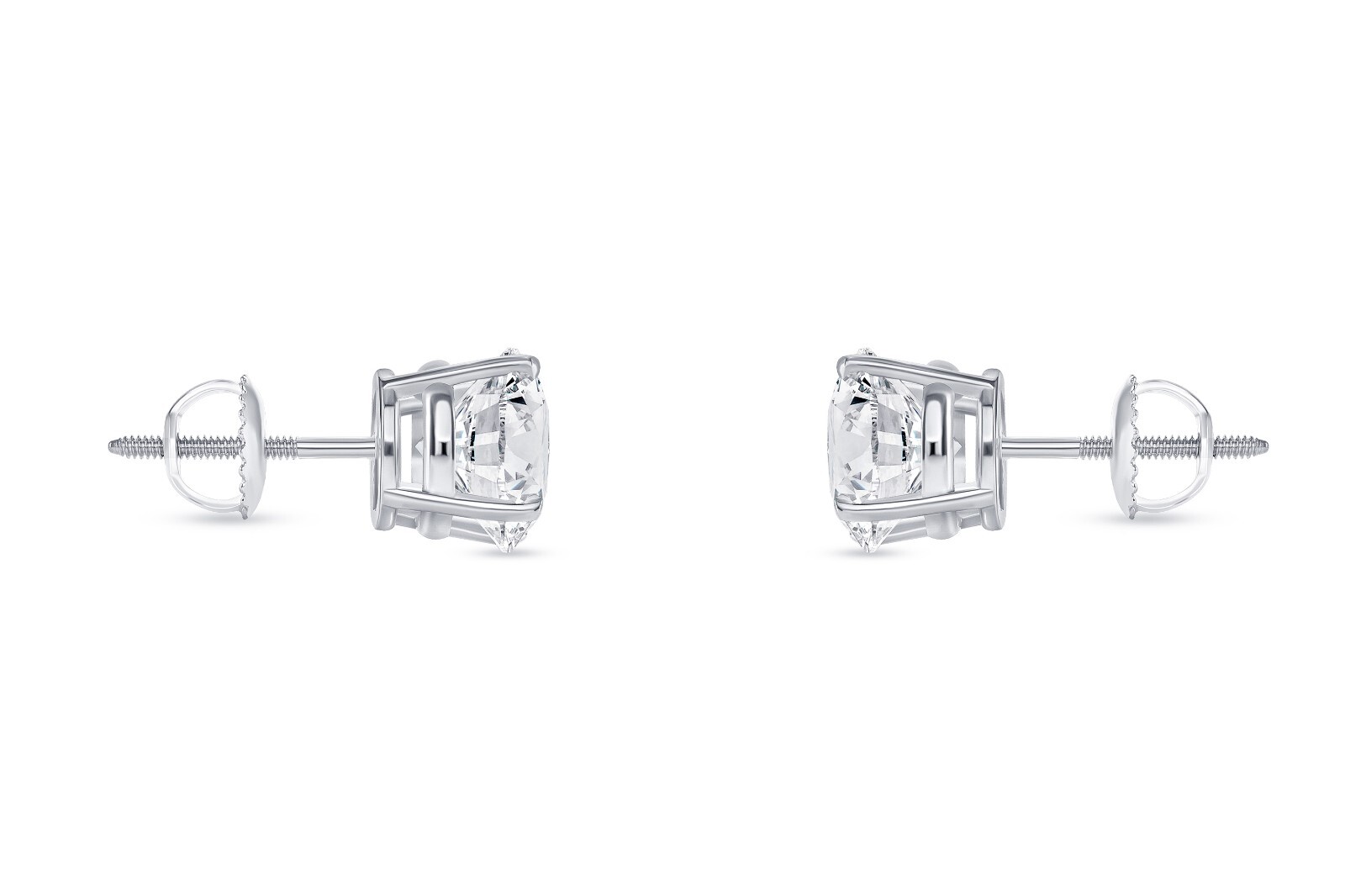 6 Ct Round Real 14K White Gold Created Diamond Earrings Studs Basket Screw Back