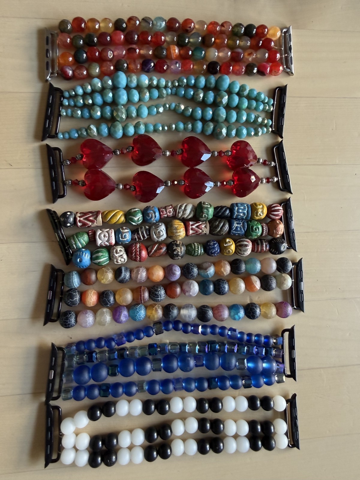 Lot Of 7 Handmade Beaded Apple Watch BandS In Various Designs