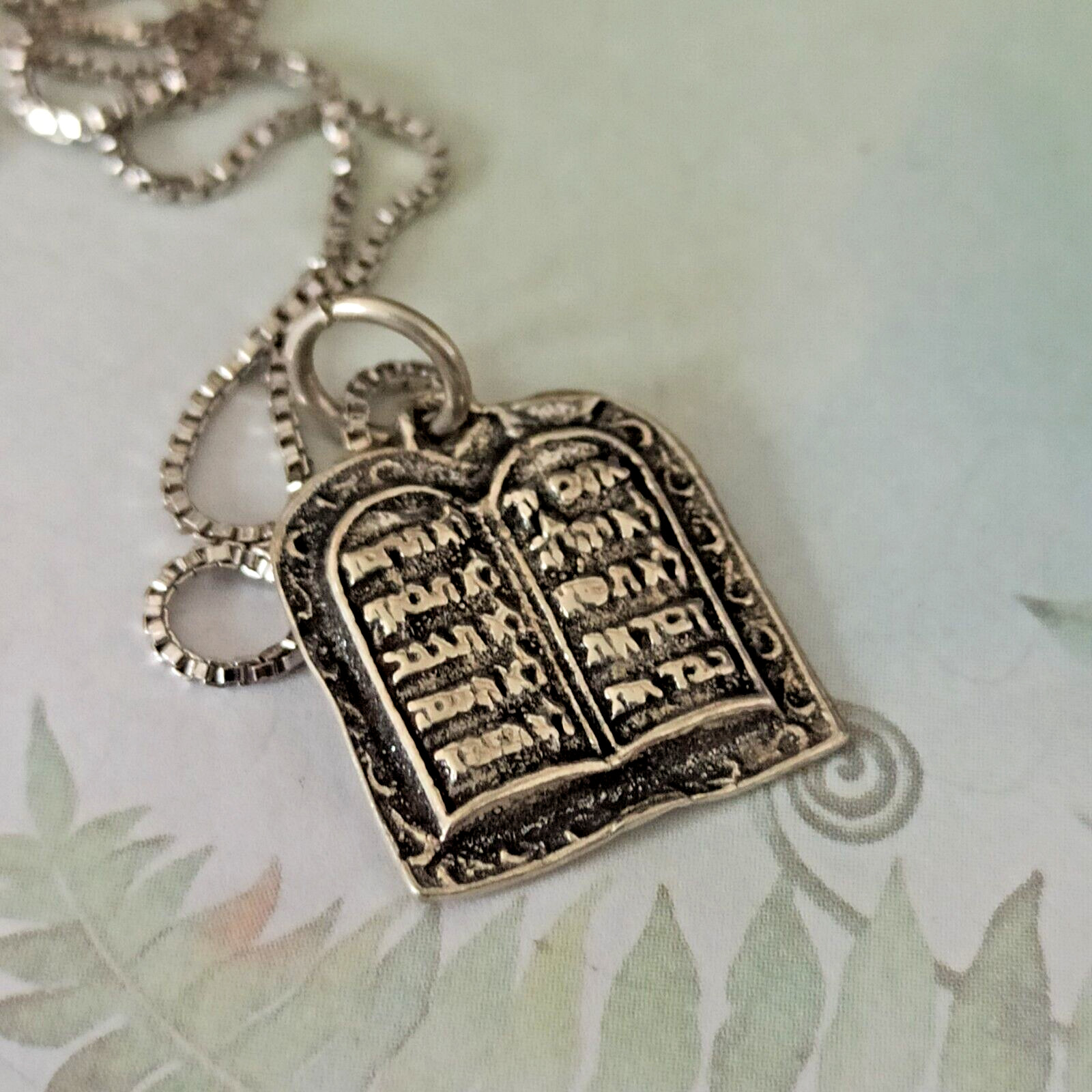 Ten Commandments Necklace Vintage Silver 925 Hebrew Men Women Jewish VTG Gift 19