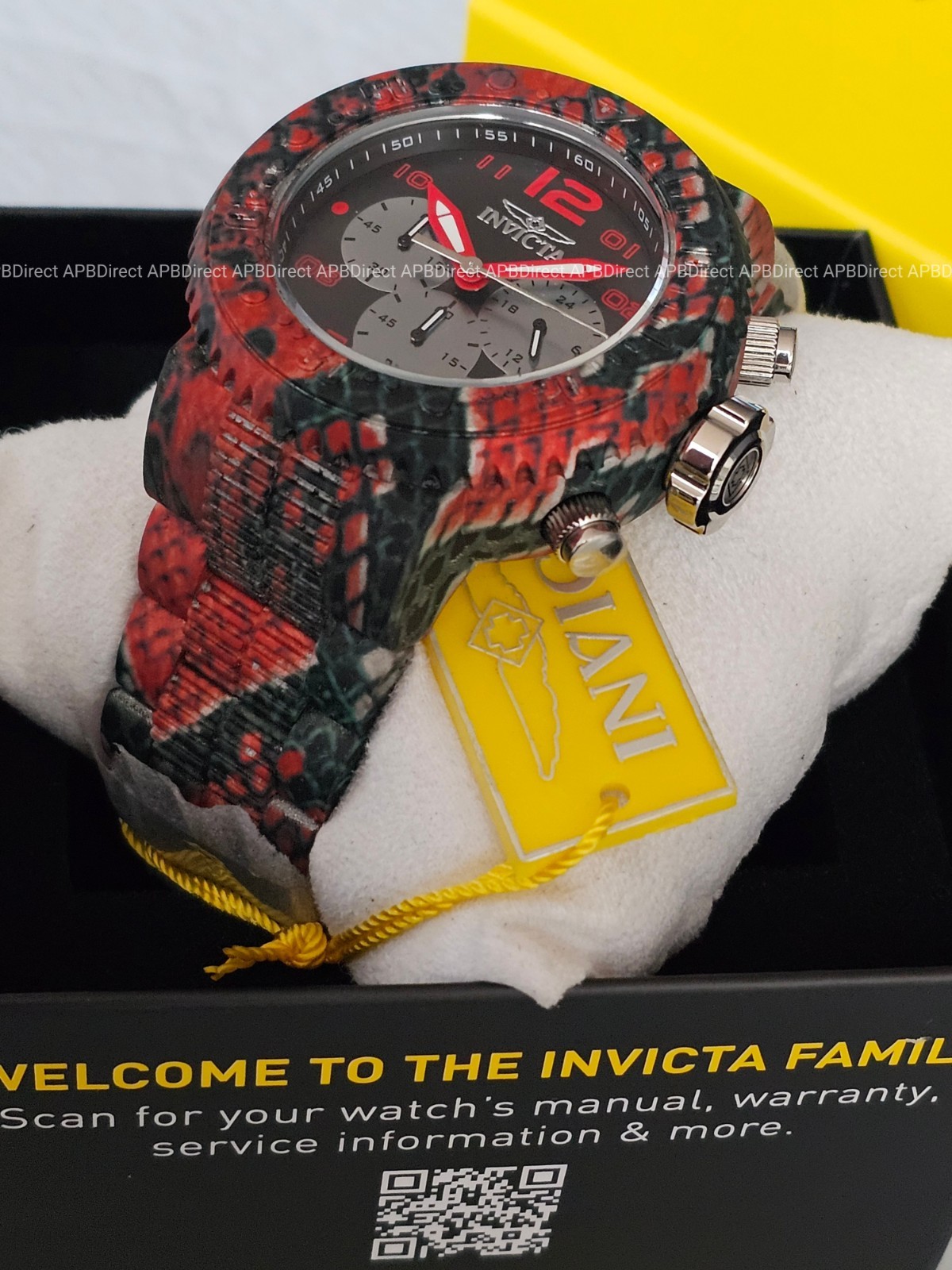 Invicta – Pro Diver HYDROPLATED Snake Skin – Chrono Black RED – 52mm mens watch