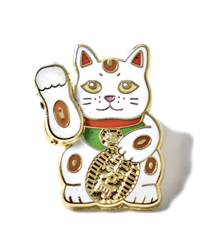 Lucky Cat Pin White by Pintrill (Sold Out Collectors Item)