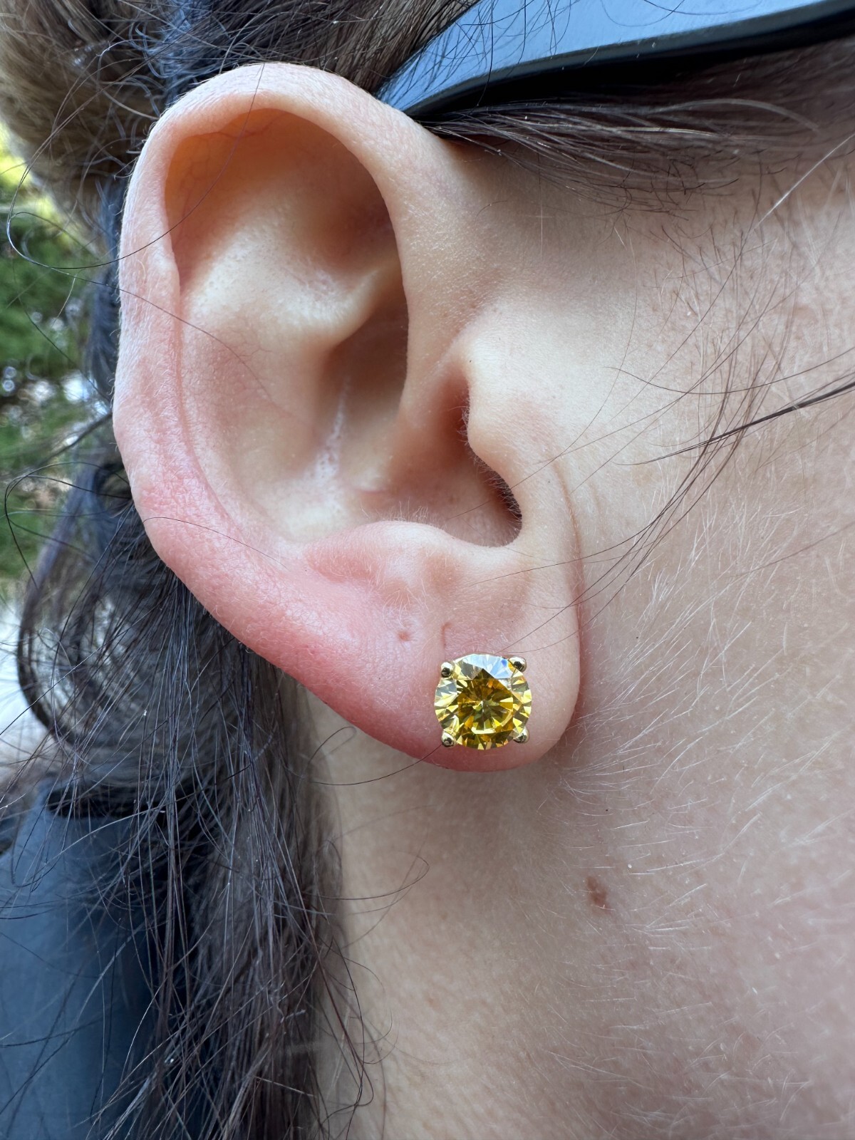 Canary Yellow Moissanite Screwback Stud Earrings 14k Gold Plate 925 Silver 3-8mm