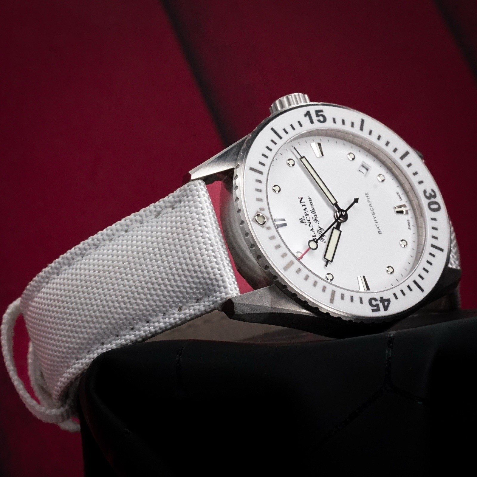 Blancpain Fifty Fathoms Bathyscaphe 38mm White Dial Full Set 2022 SS Ceramic