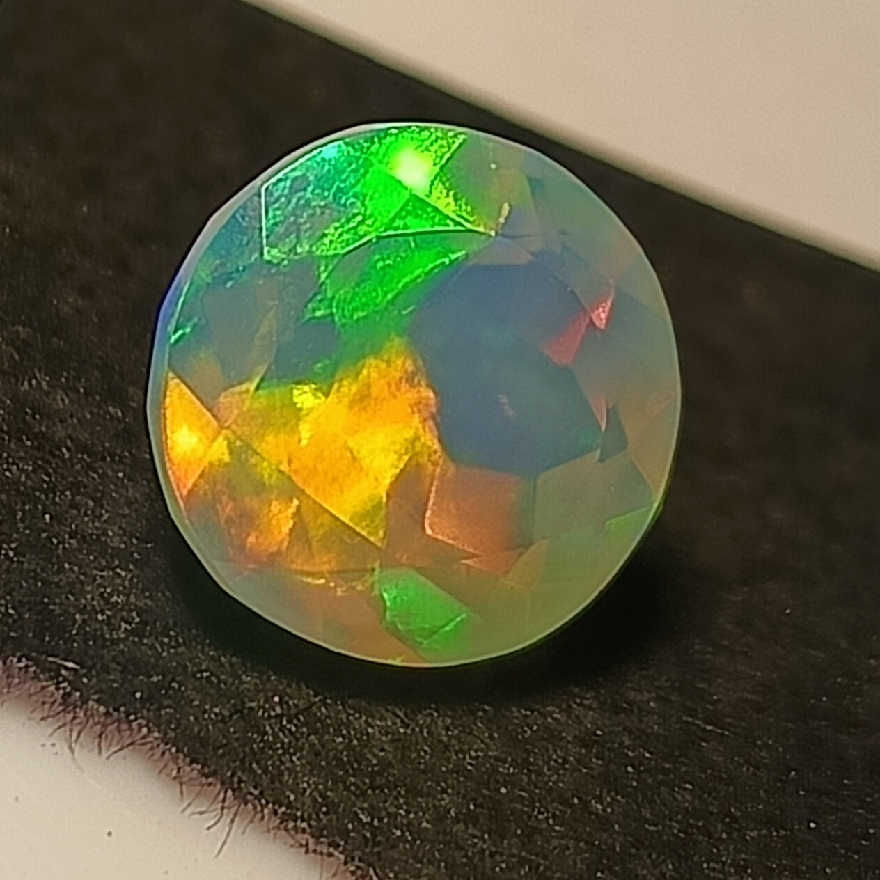 10.7 mm Round Natural Ethiopian Fire Opal Play Of Color Faceted Gemstone 3.15 CT