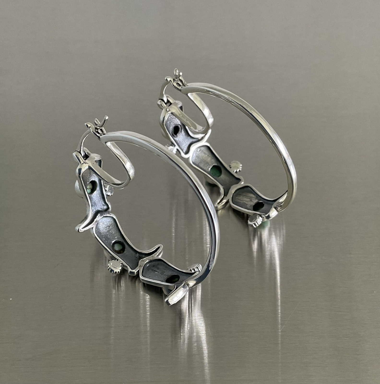 Triple Cowgirl Boot & 2.0 CTW Turquoise 1.25″ Hoop Earrings 925 Sterling Silver
