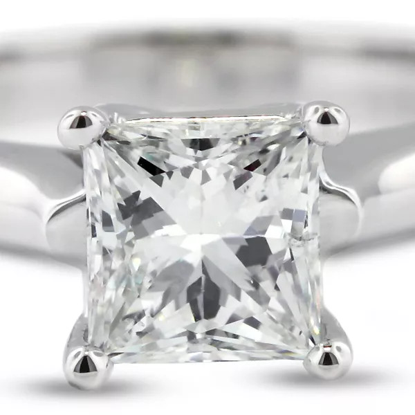 Solitaire Engagement Ring 14K Gold 3.05 Carat Princess Lab-Grown Diamond G VS1