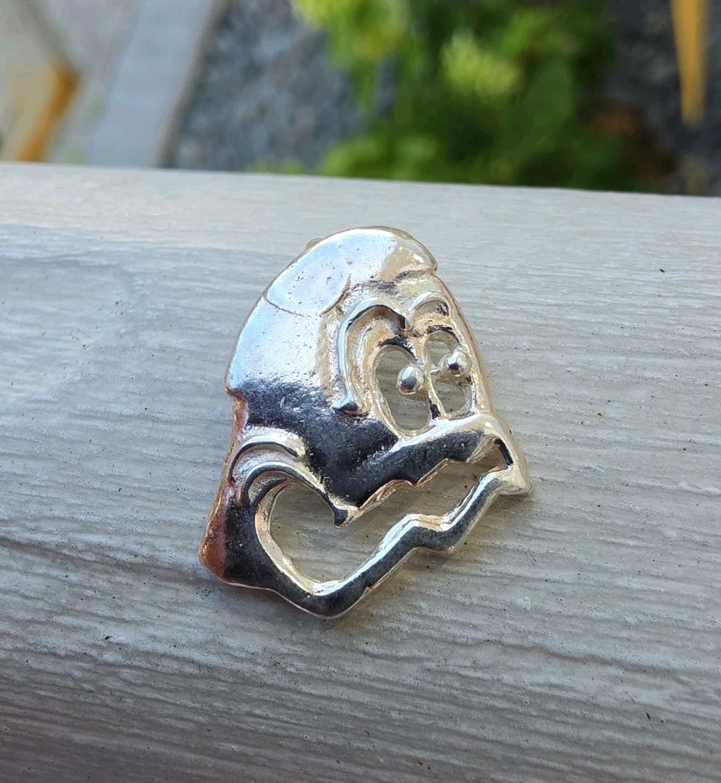 Vintage 80’s Pac Man Ghost Monster 925 Sterling Silver Pendant Charm