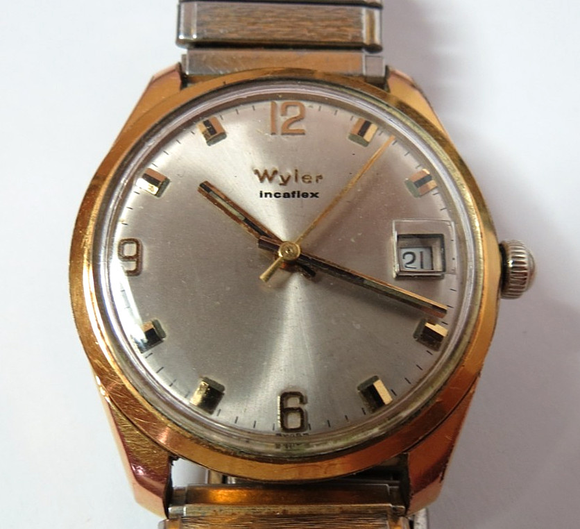 VTG SWISS MENS WYLER INCAFLEX 17’J MANUAL GOLD WRISTWATCH FLEXIBLE BRACELET RUN