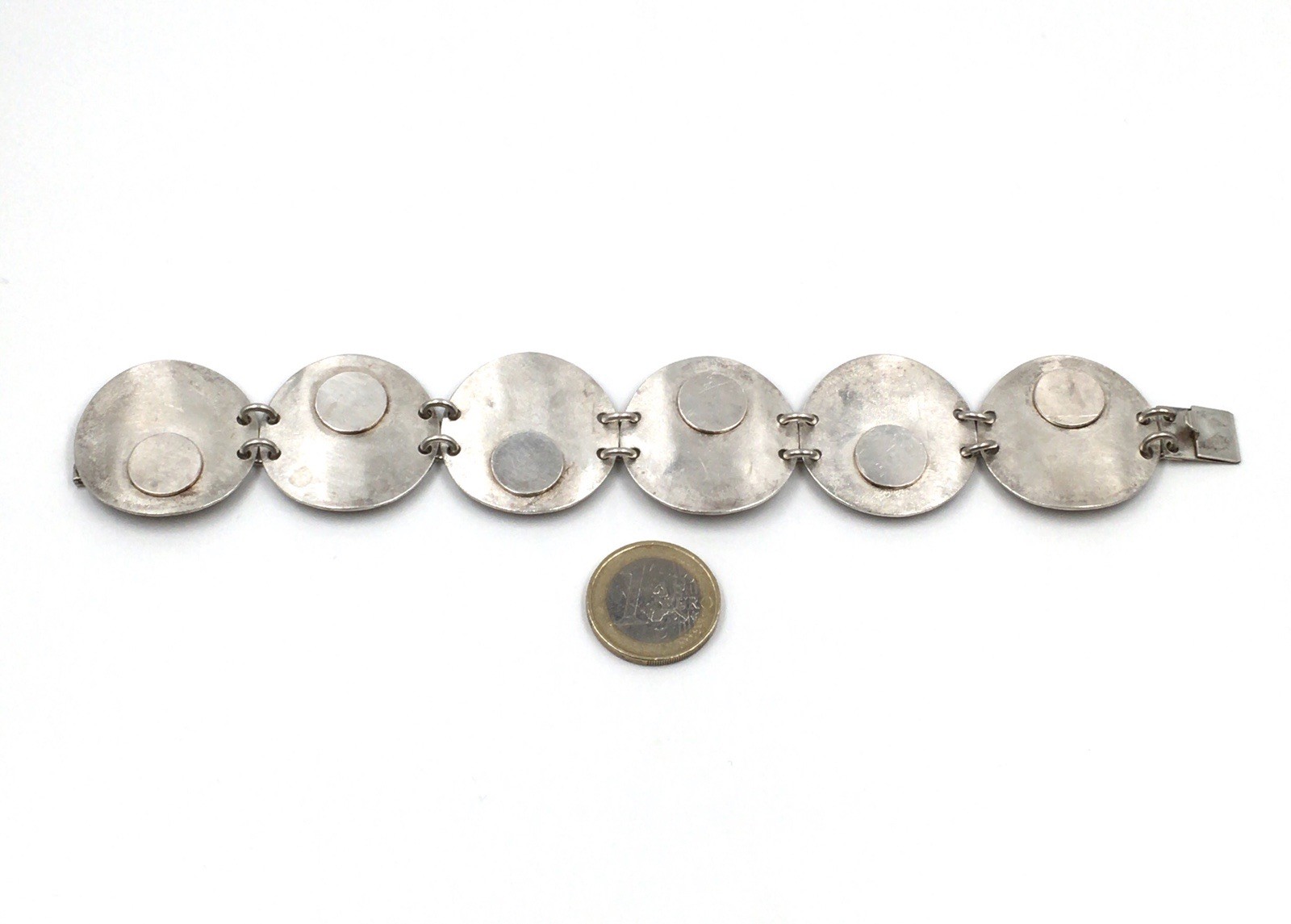 925 Silver Bracelet Designer Jewellery Solid 58g Modernist Space Age Unknown GJ?