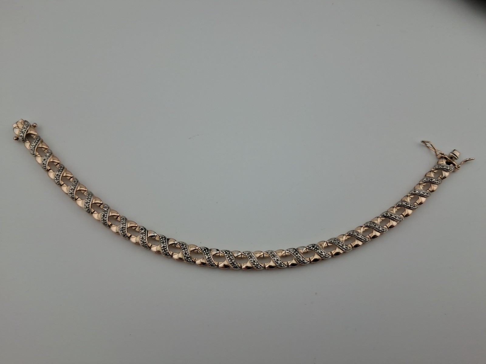 Ross Simons Sterling Silver Vermeil X Link Bracelet 5.4mm Wide 11.2g 7.5″