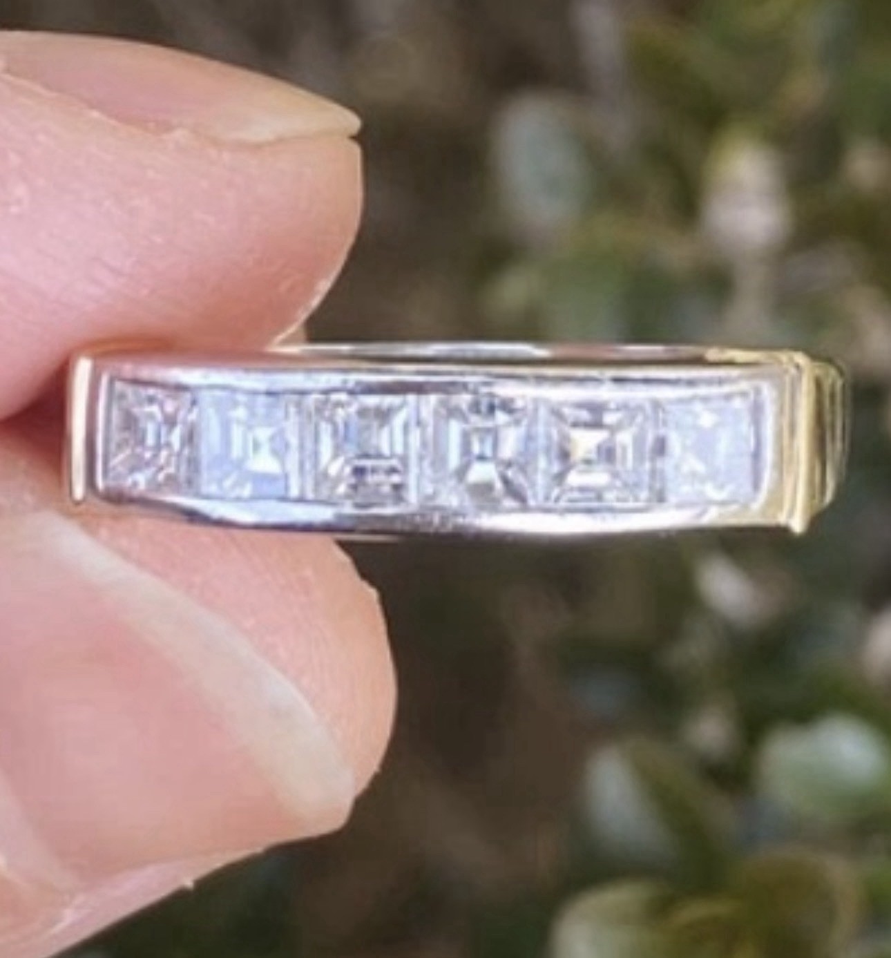 Platinum 1.05CTW Asscher Cut 100% Natural Bright Diamond Ring