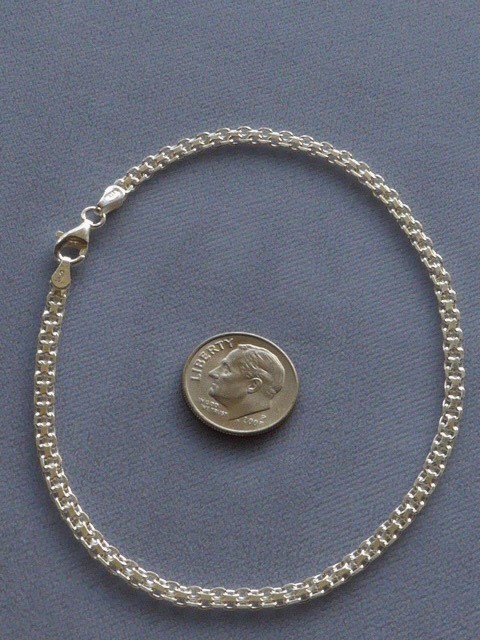 9″ ANKLE BRACELET ITALIAN STERLING SILVER BISMARK 3mm 050 ITALY 925