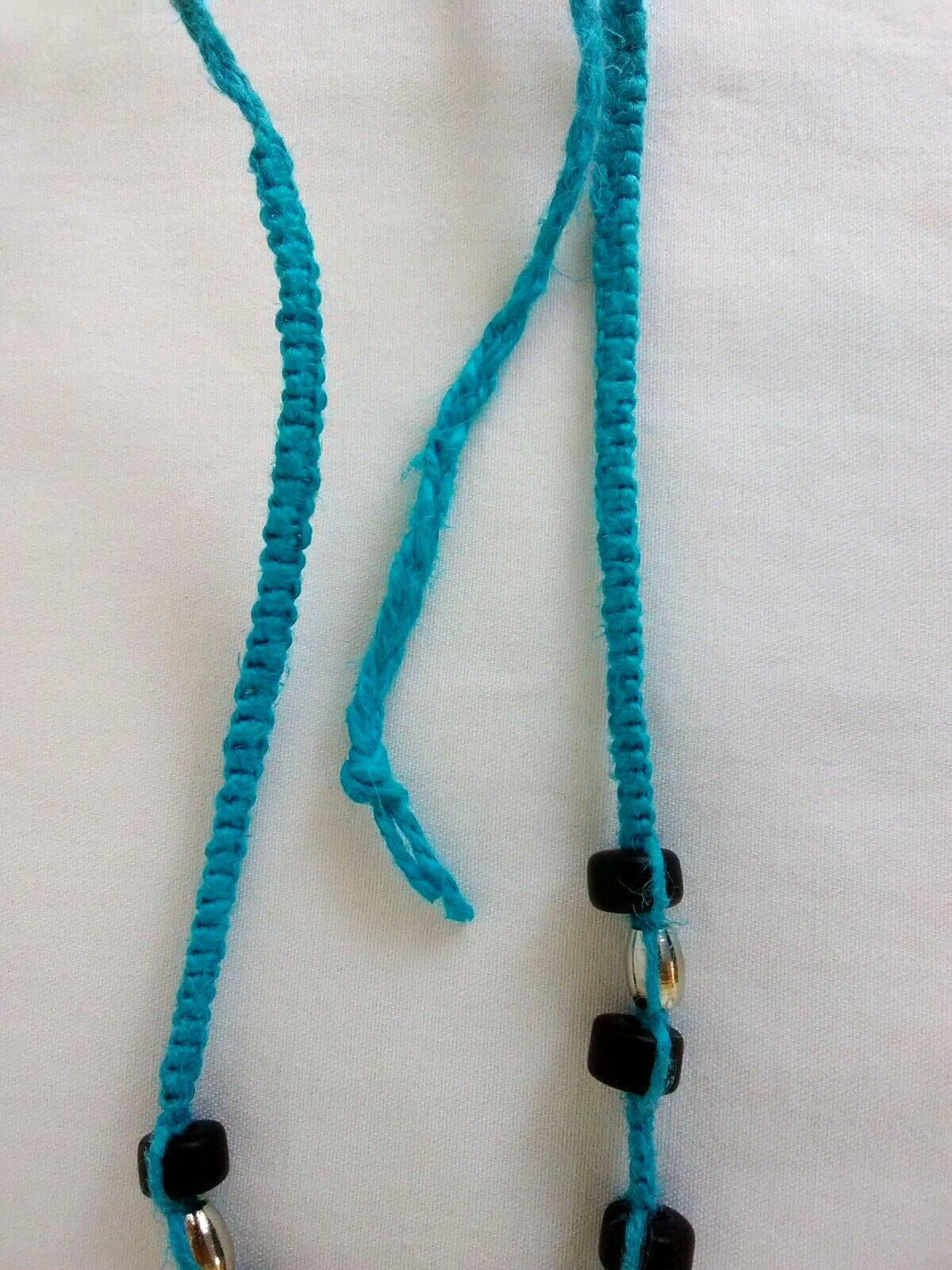 Beaded HEMP SURFER ADJ., NECKLACE Hand Crafted Macrame 20″ US SELLER New