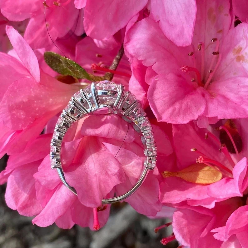 Oval Cut Diamond Wedding Ring 5.80 Ct Lab Grown IGI E F VVS CVD 14k White Gold