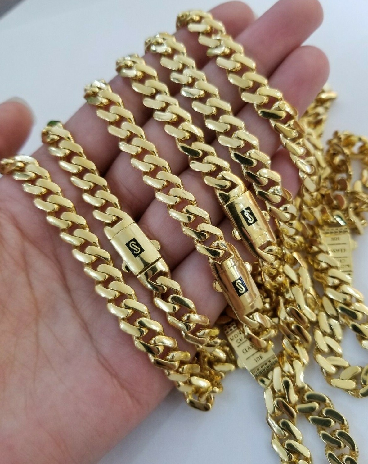 REAL 10k Gold Royal Miami Cuban Chain 6mm Monaco Necklace 18″-24″ 10kt yellow Gd