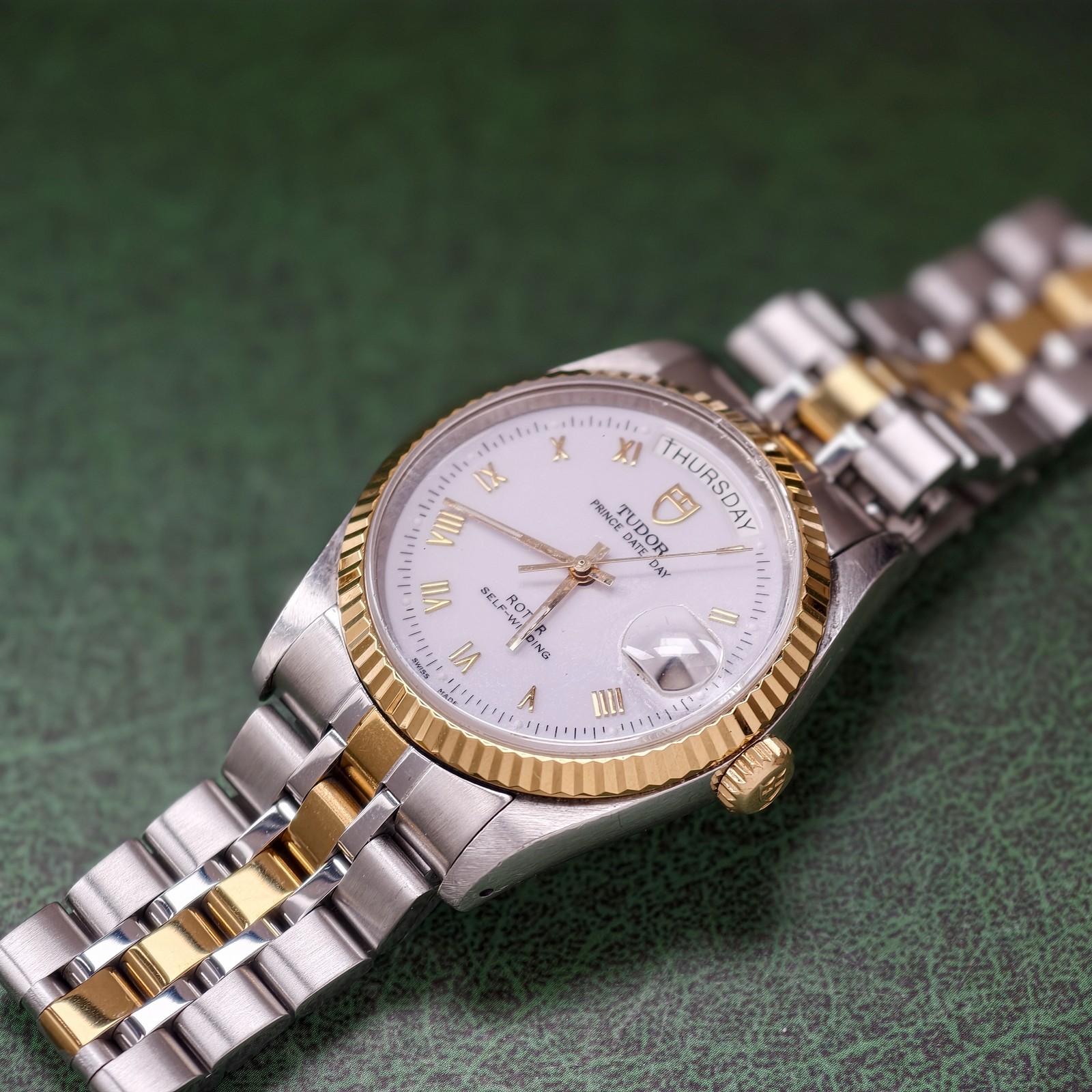 Tudor White Dial Prince 76213 Date Men’sWatch Automatic 36mm Gilding Roman Scale