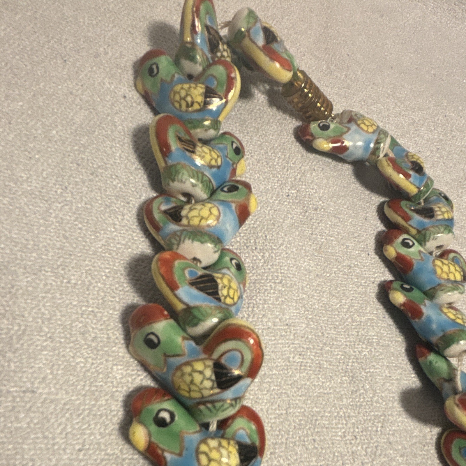 Multicolor Ceramic Bird Beaded Necklace Beaded Chain Animal Theme No Stone
