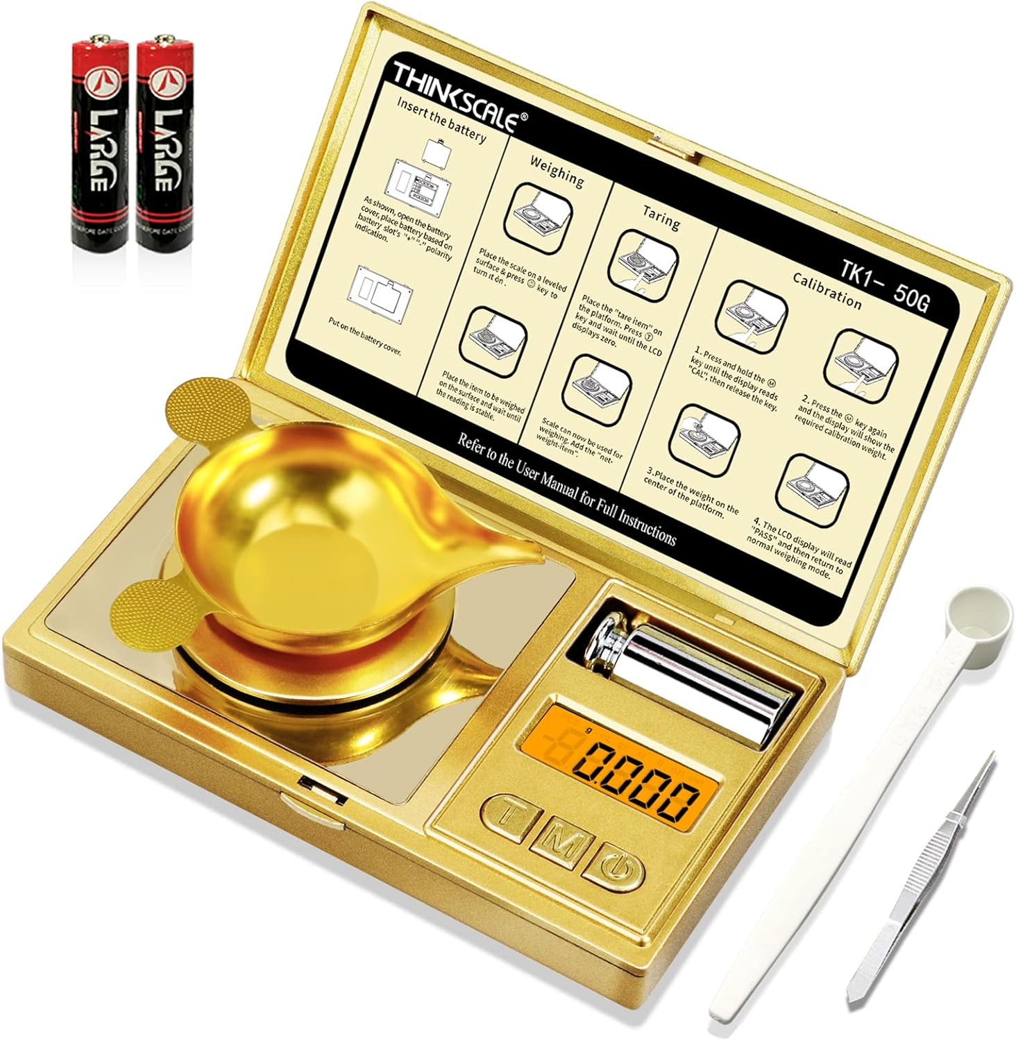 Digital Milligram Scale, 50G/0.001G Gold Jewelry and Gem Scale, Mg Scale for Pow