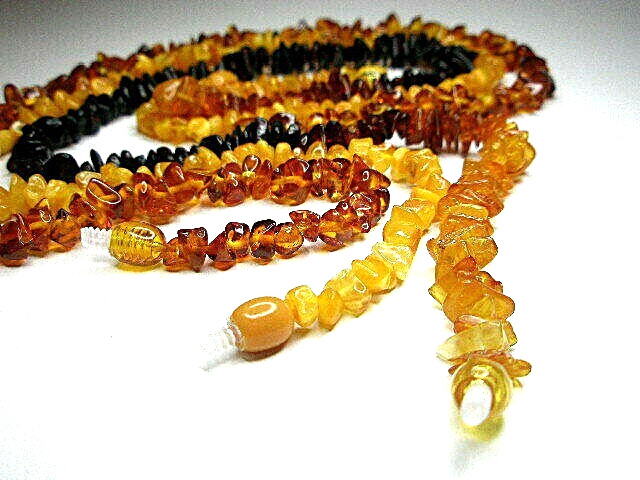 Lot – 3 Genuine Baltic Amber Chip Necklaces 45 cm 17.5” Cognac Mix Egg Yolk