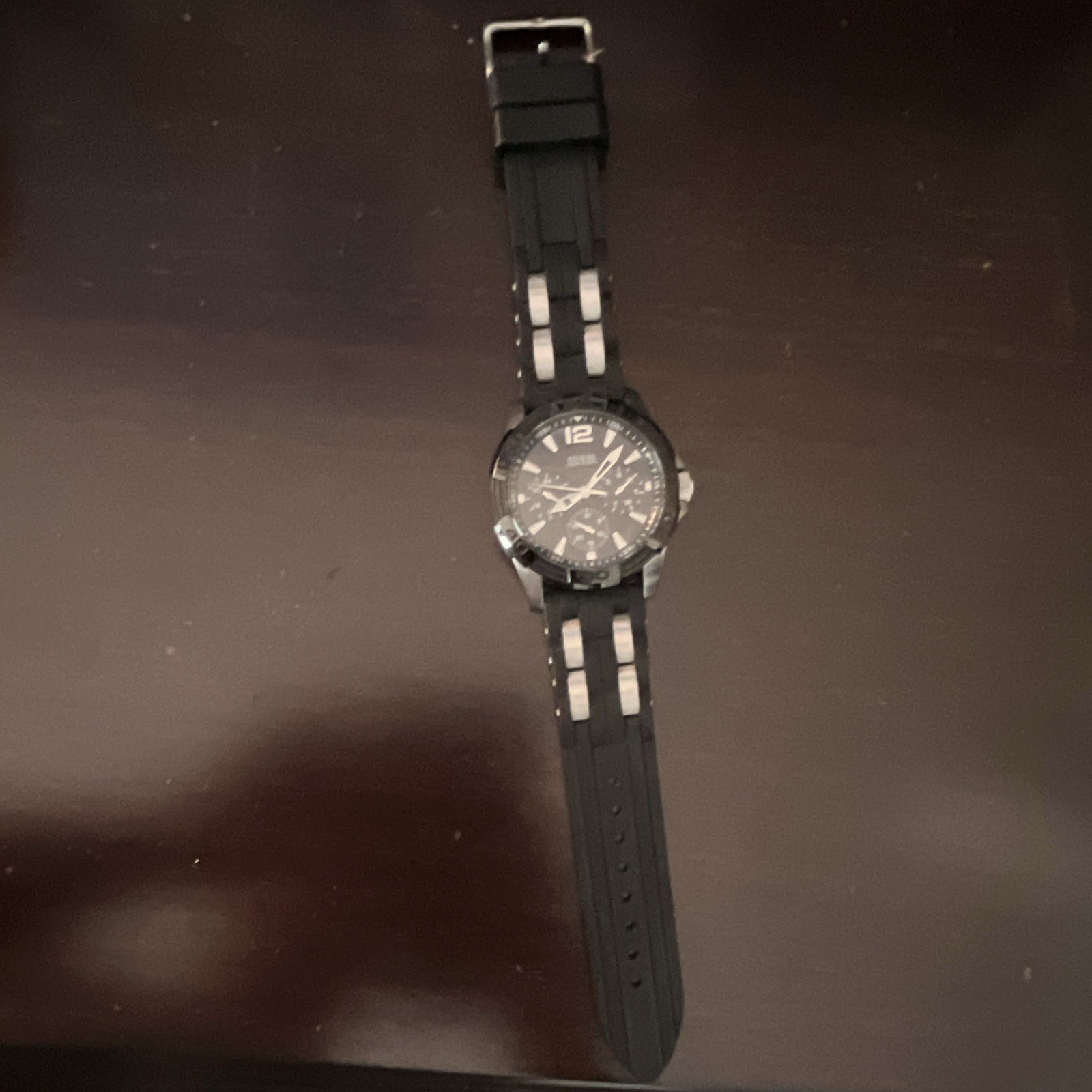 GUESS Waterpro Men’s Chronograph Quartz Analog 100m 43mm Black Rubber Strap