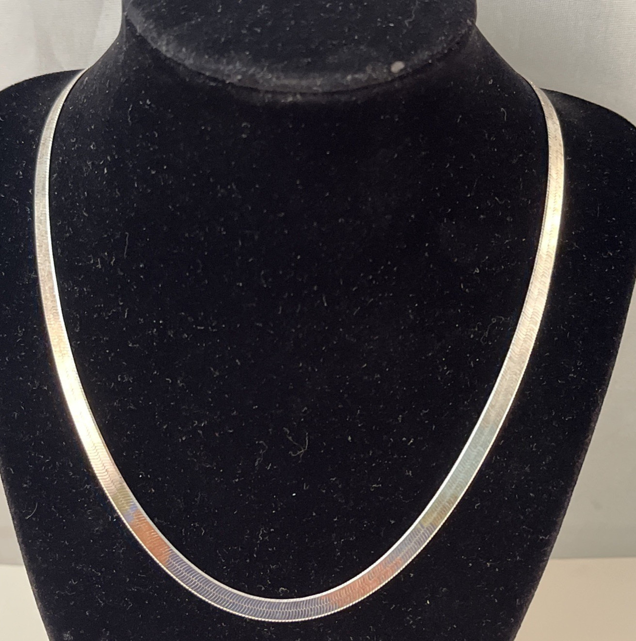 MILOR ITALY 925 Sterling Silver 5 MM Flat Herringbone Chain Necklace 18″