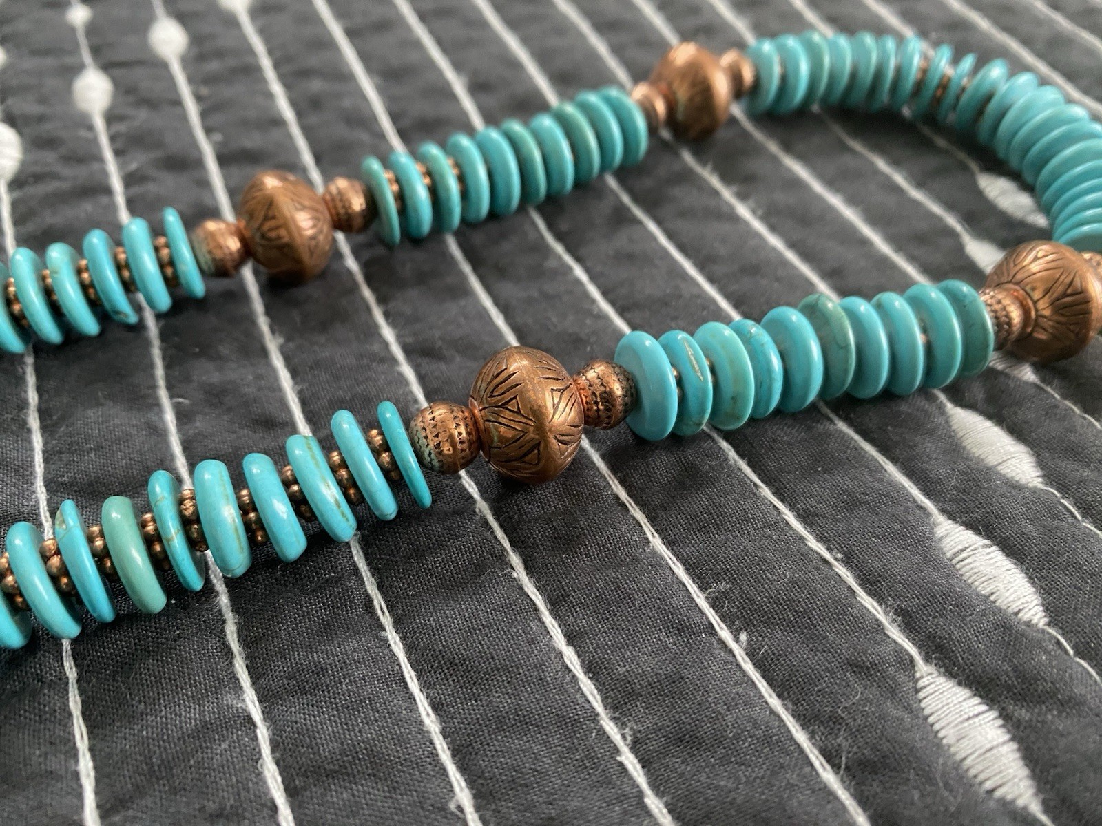 Turquoise And Copper Handcrafted Necklace
