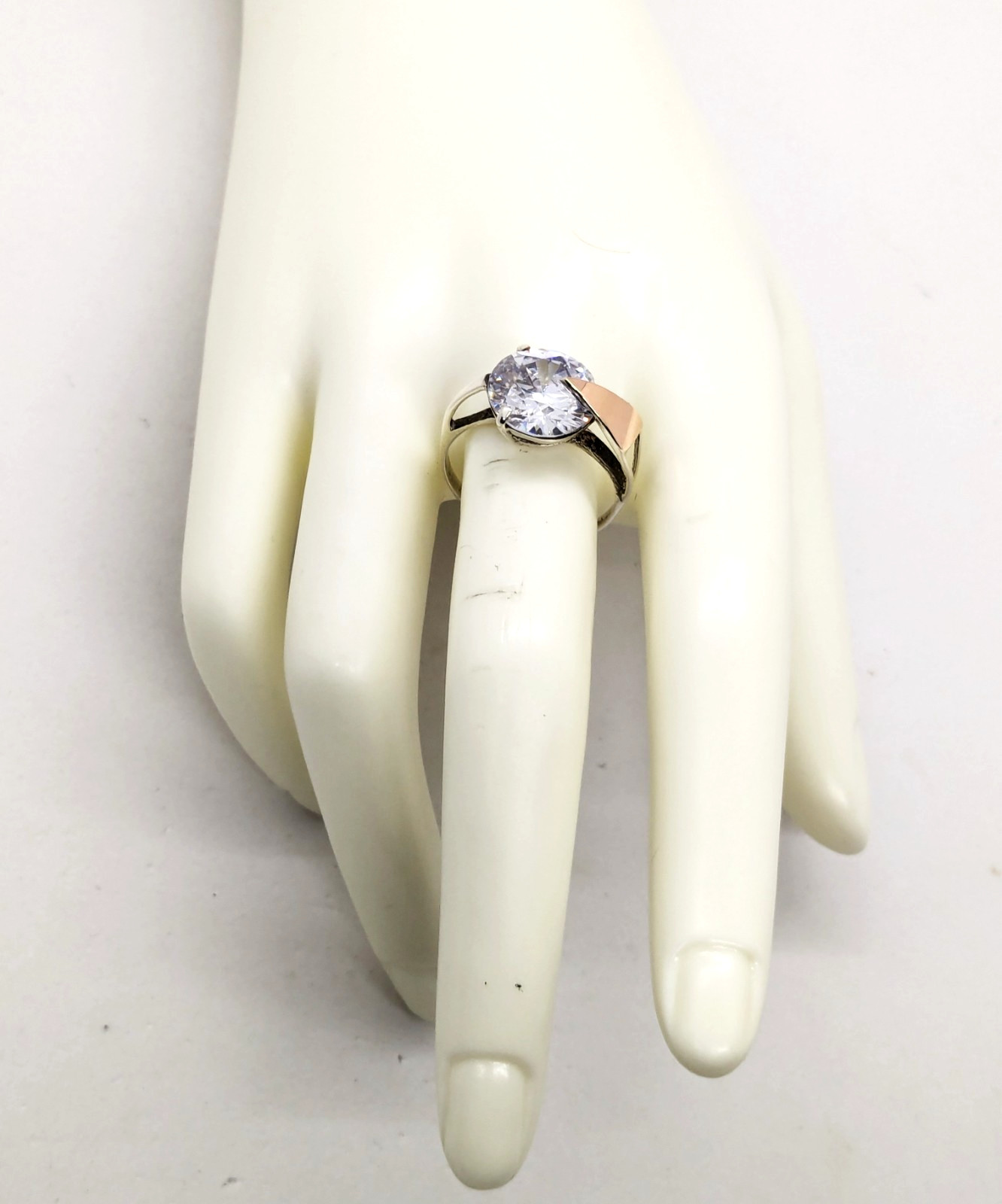 Vintage Luxury RING Silver 925 with Gold Inlay 375 and Stone -size: 10US | #76